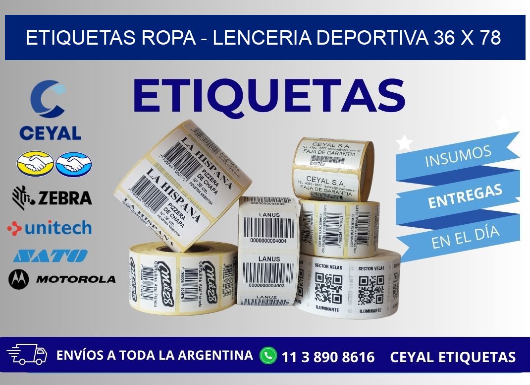 ETIQUETAS ROPA - LENCERIA DEPORTIVA 36 x 78
