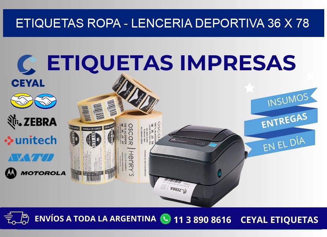 ETIQUETAS ROPA – LENCERIA DEPORTIVA 36 x 78