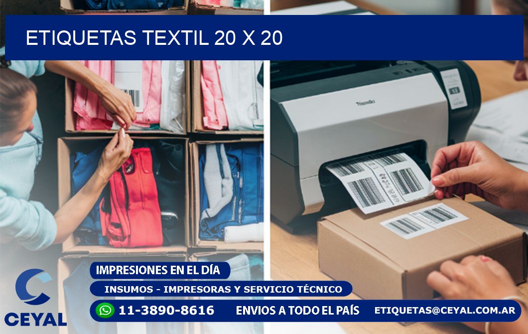 ETIQUETAS TEXTIL 20 x 20