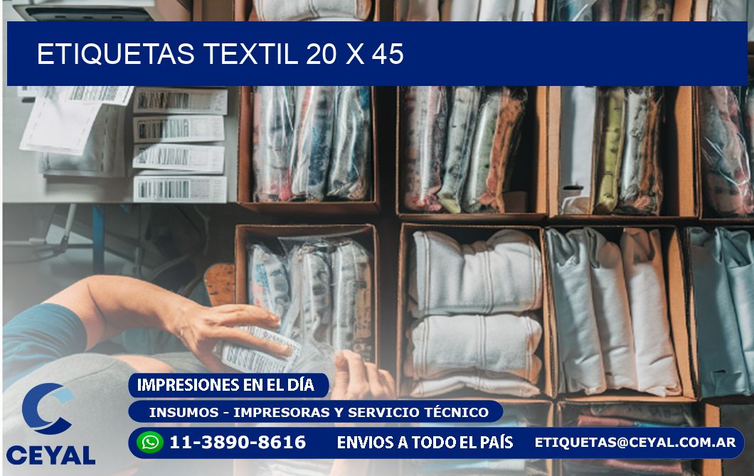 ETIQUETAS TEXTIL 20 x 45