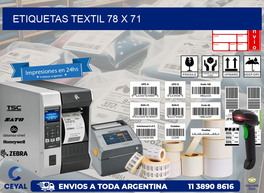 ETIQUETAS TEXTIL 78 x 71