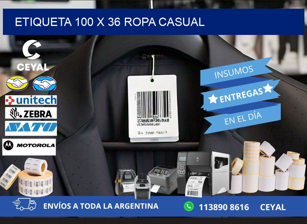 Etiqueta 100 x 36 ropa casual