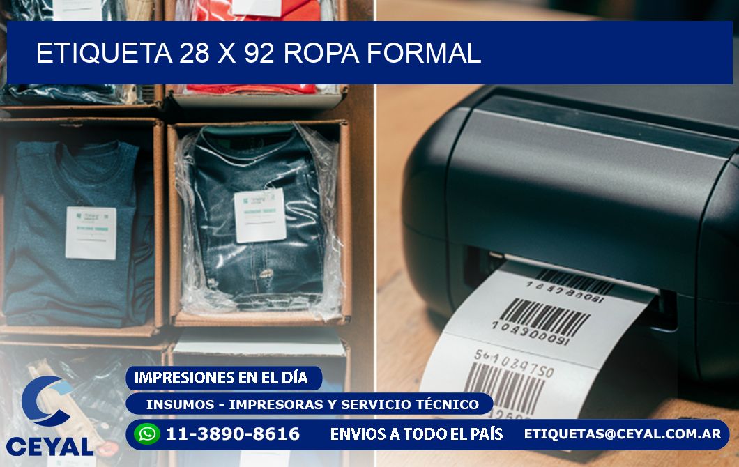Etiqueta 28 x 92 ropa formal