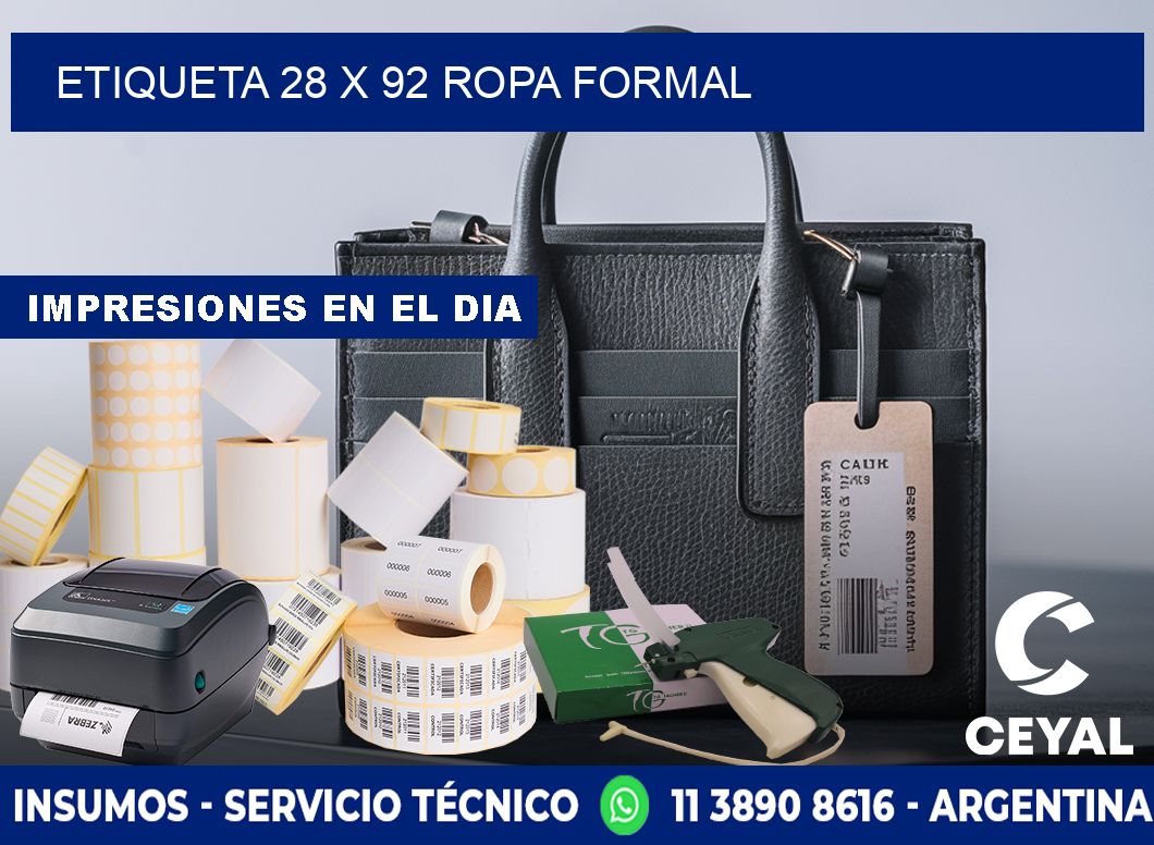 Etiqueta 28 x 92 ropa formal