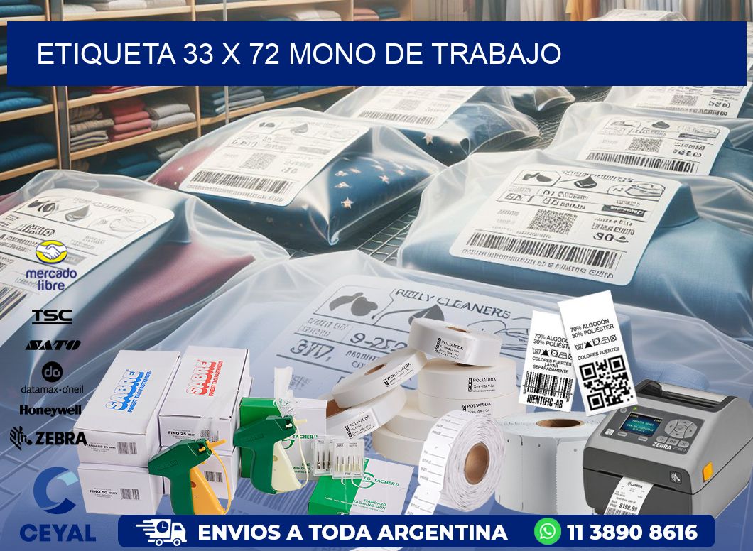 Etiqueta 33 x 72 mono de trabajo