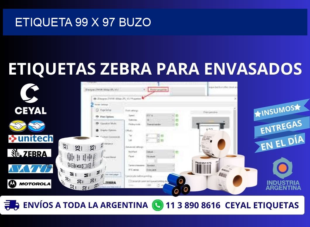 Etiqueta 99 x 97 buzo