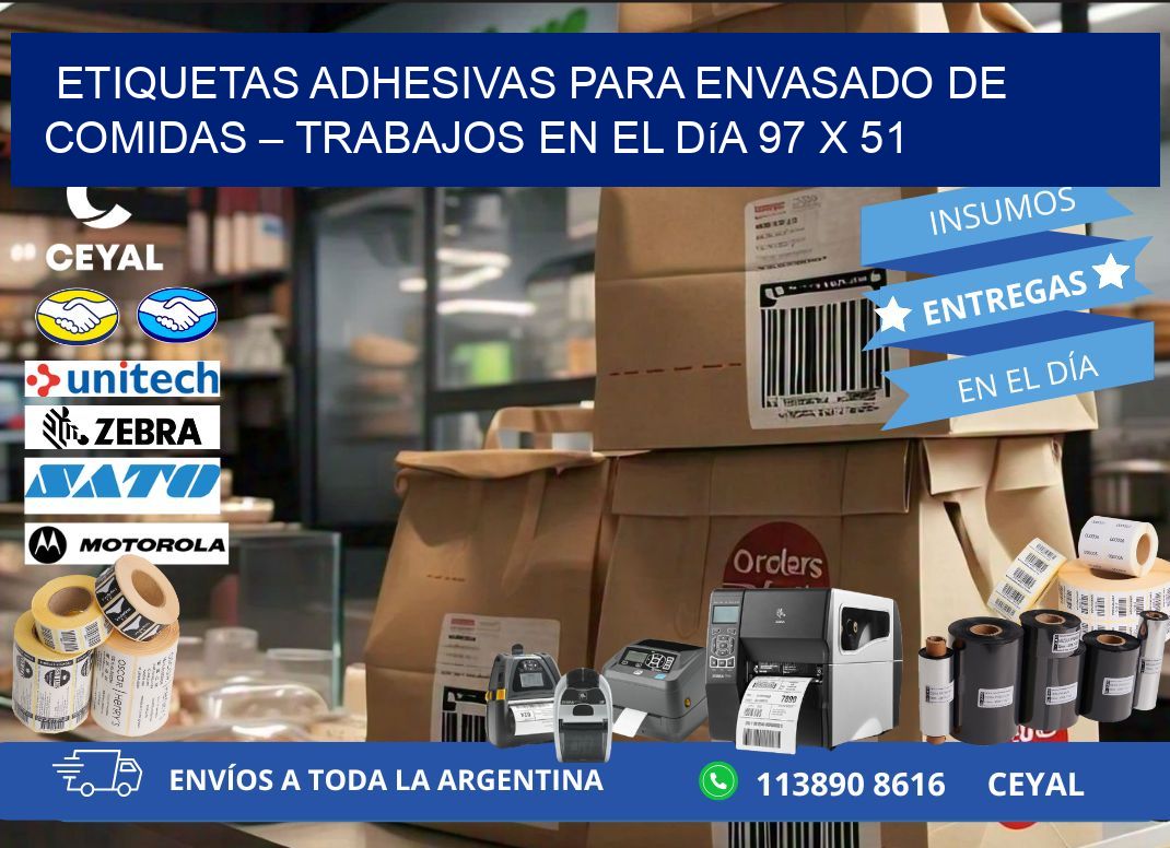 Etiquetas adhesivas para envasado de comidas – Trabajos en el día 97 x 51