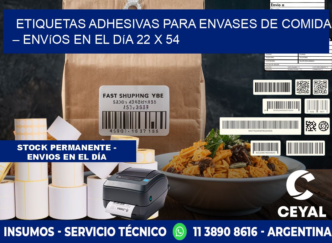 Etiquetas adhesivas para envases de comida – Envíos en el día 22 x 54