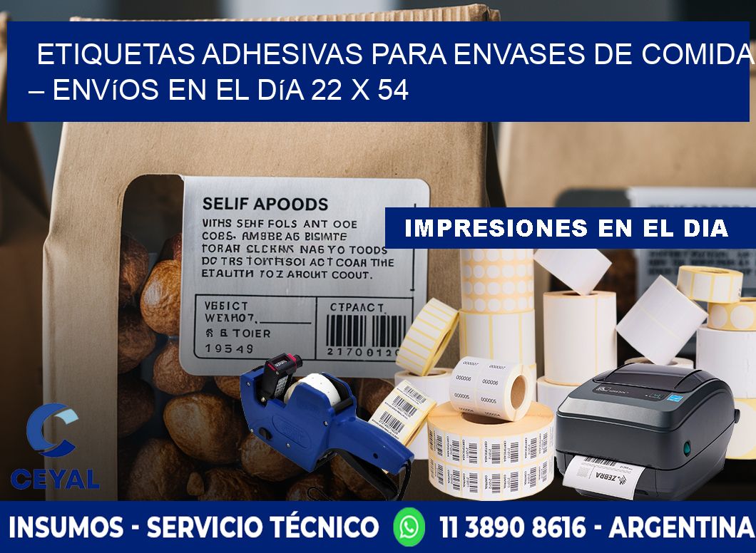 Etiquetas adhesivas para envases de comida – Envíos en el día 22 x 54