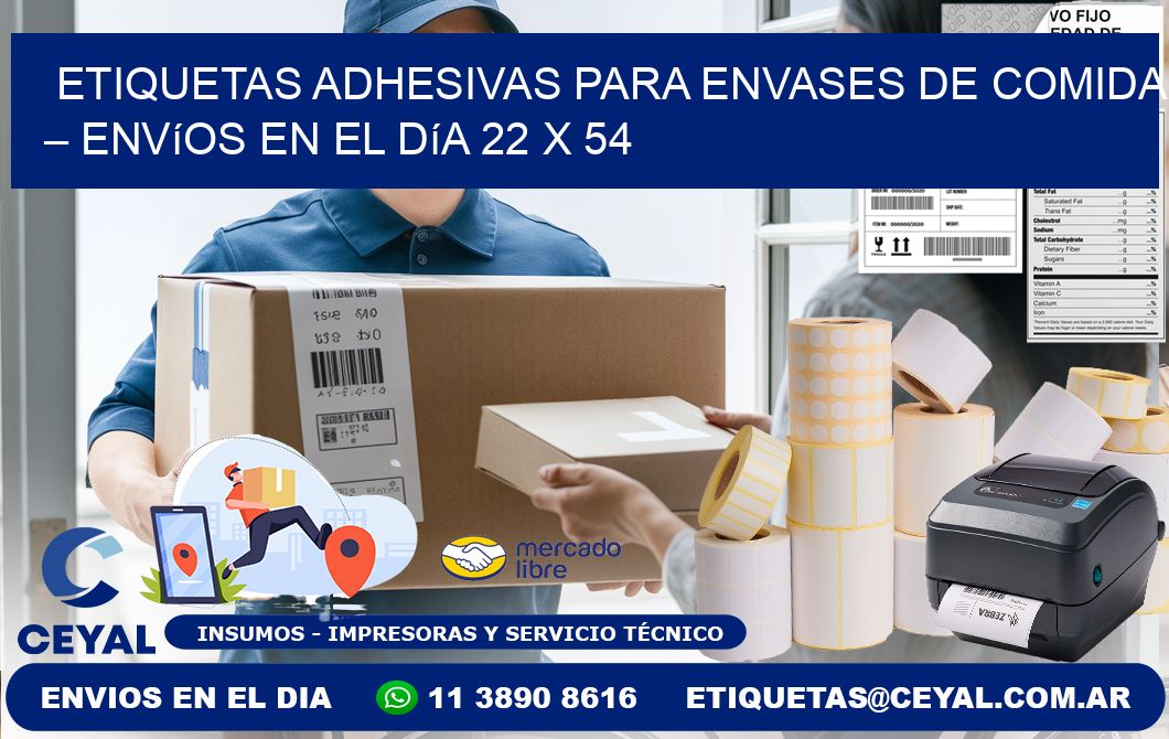 Etiquetas adhesivas para envases de comida – Envíos en el día 22 x 54