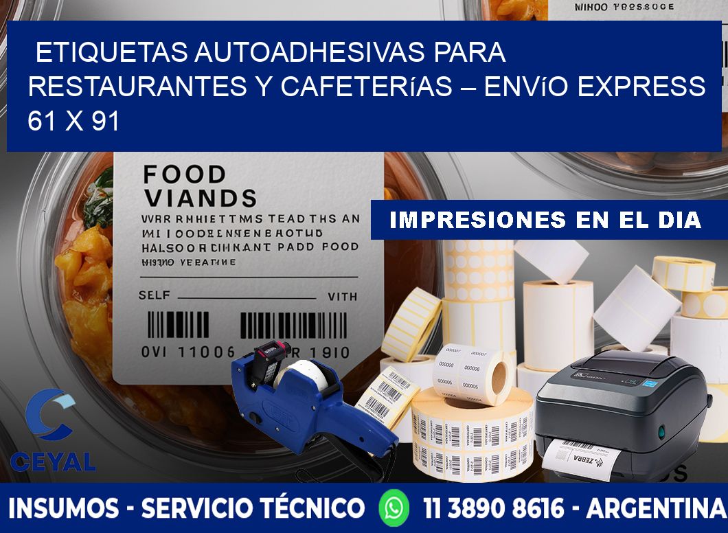 Etiquetas autoadhesivas para restaurantes y cafeterías – Envío express 61 x 91