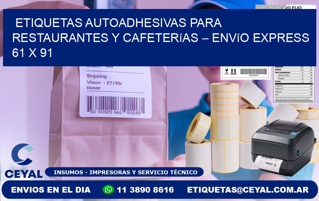 Etiquetas autoadhesivas para restaurantes y cafeterías – Envío express 61 x 91