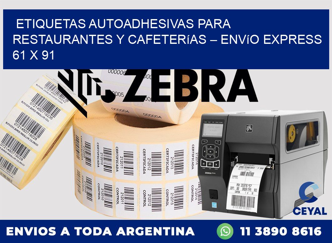 Etiquetas autoadhesivas para restaurantes y cafeterías – Envío express 61 x 91