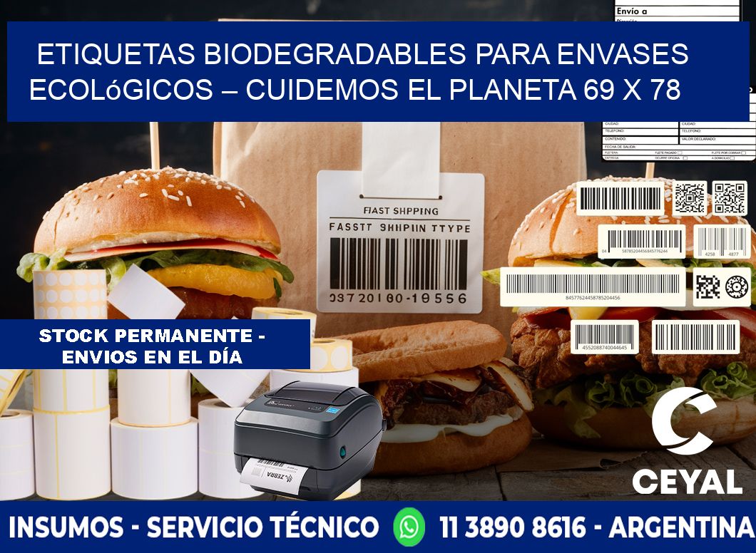 Etiquetas biodegradables para envases ecológicos – Cuidemos el planeta 69 x 78