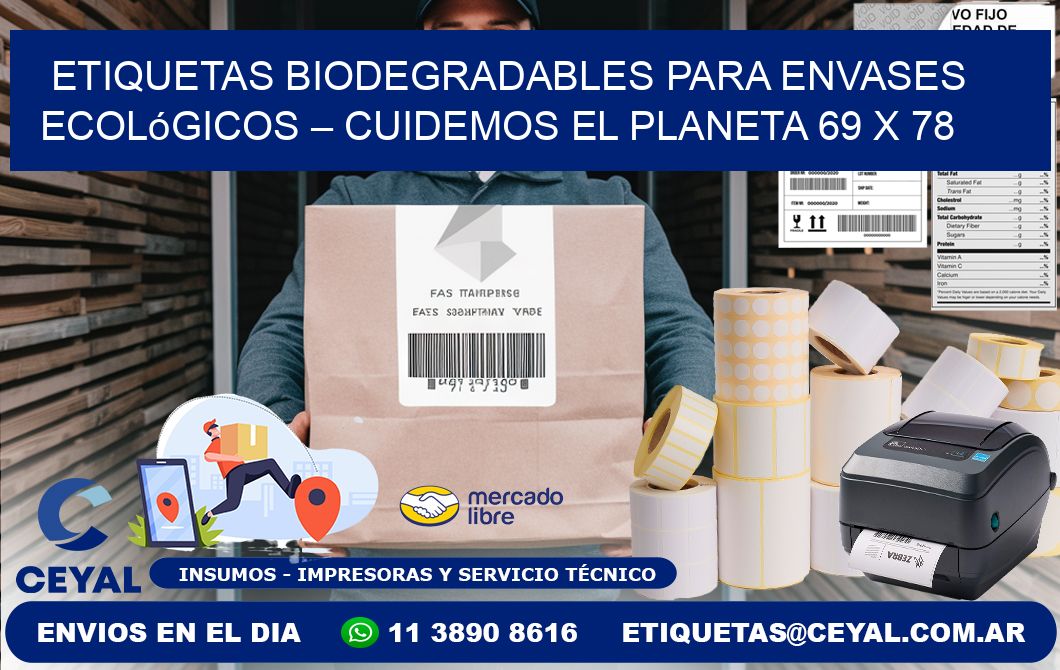 Etiquetas biodegradables para envases ecológicos – Cuidemos el planeta 69 x 78