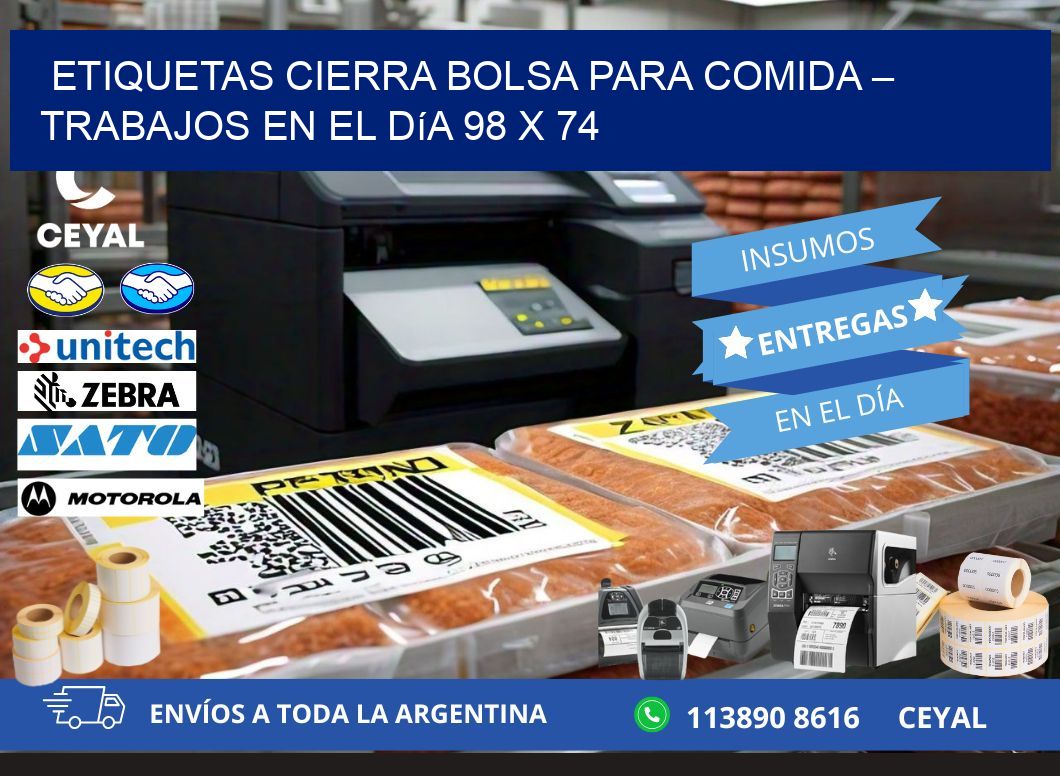 Etiquetas cierra bolsa para comida – Trabajos en el día 98 x 74
