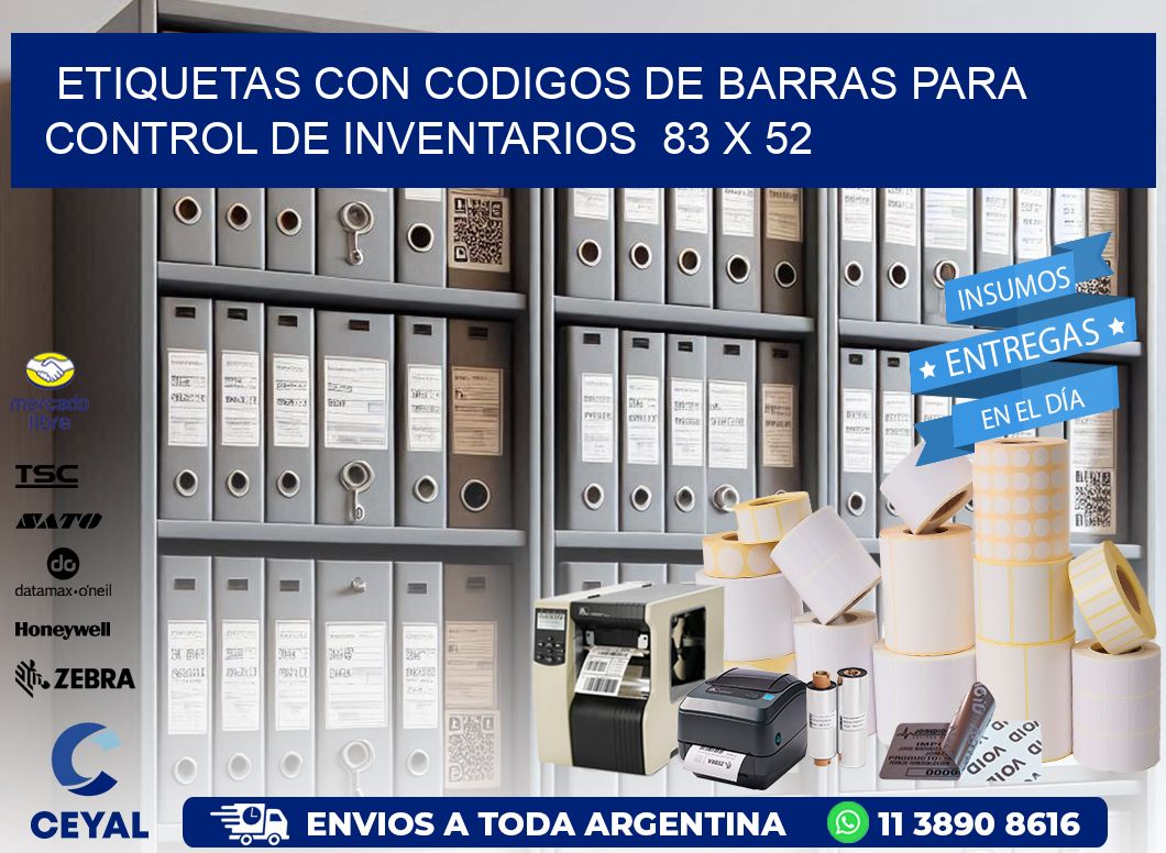 Etiquetas con Codigos de Barras para Control de Inventarios  83 x 52