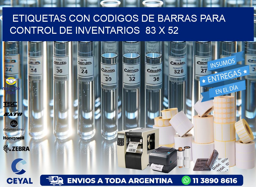 Etiquetas con Codigos de Barras para Control de Inventarios  83 x 52