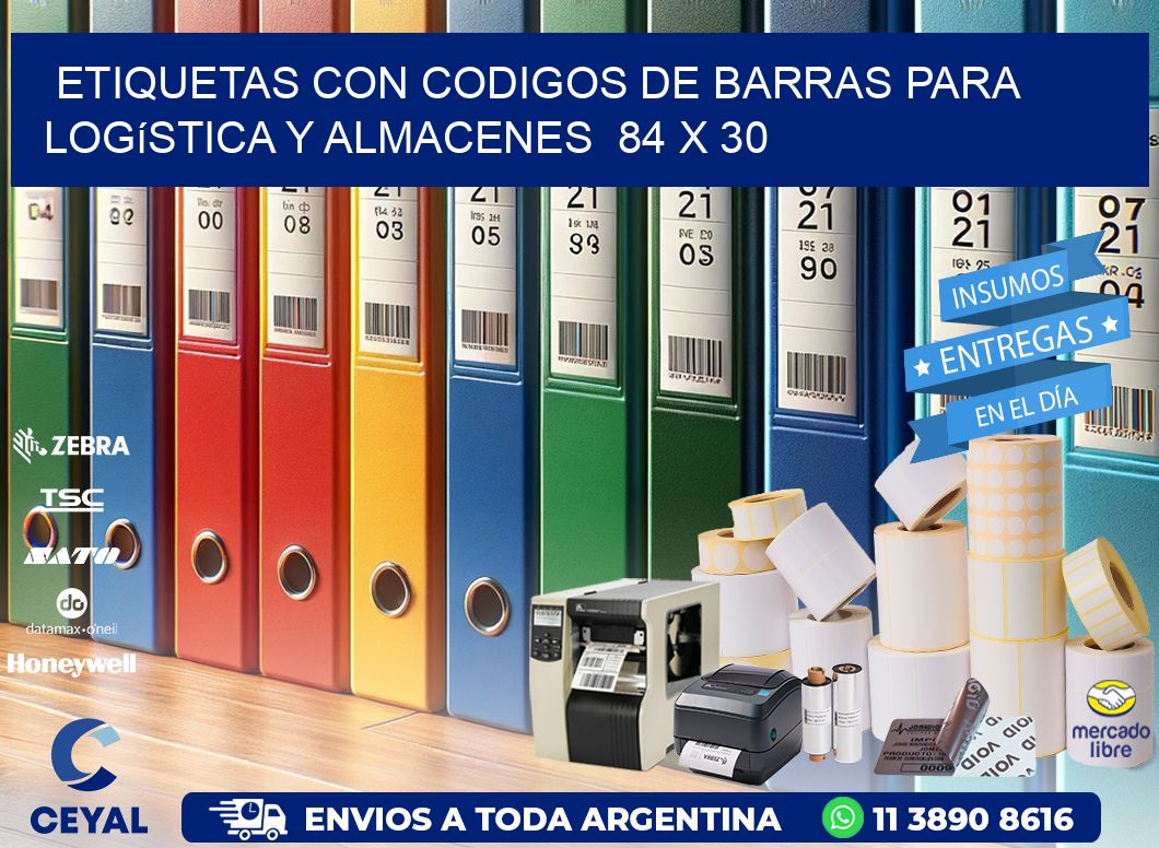 Etiquetas con Codigos de Barras para Logística y Almacenes  84 x 30