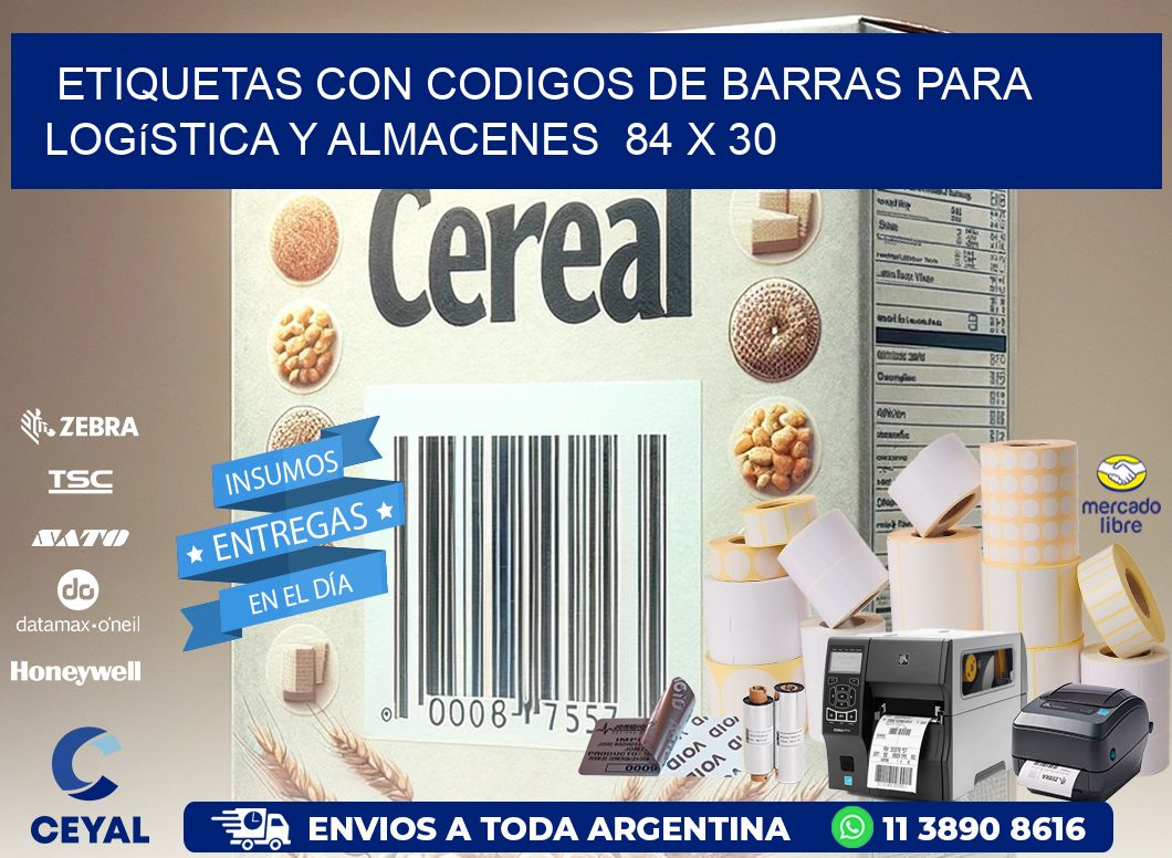 Etiquetas con Codigos de Barras para Logística y Almacenes  84 x 30