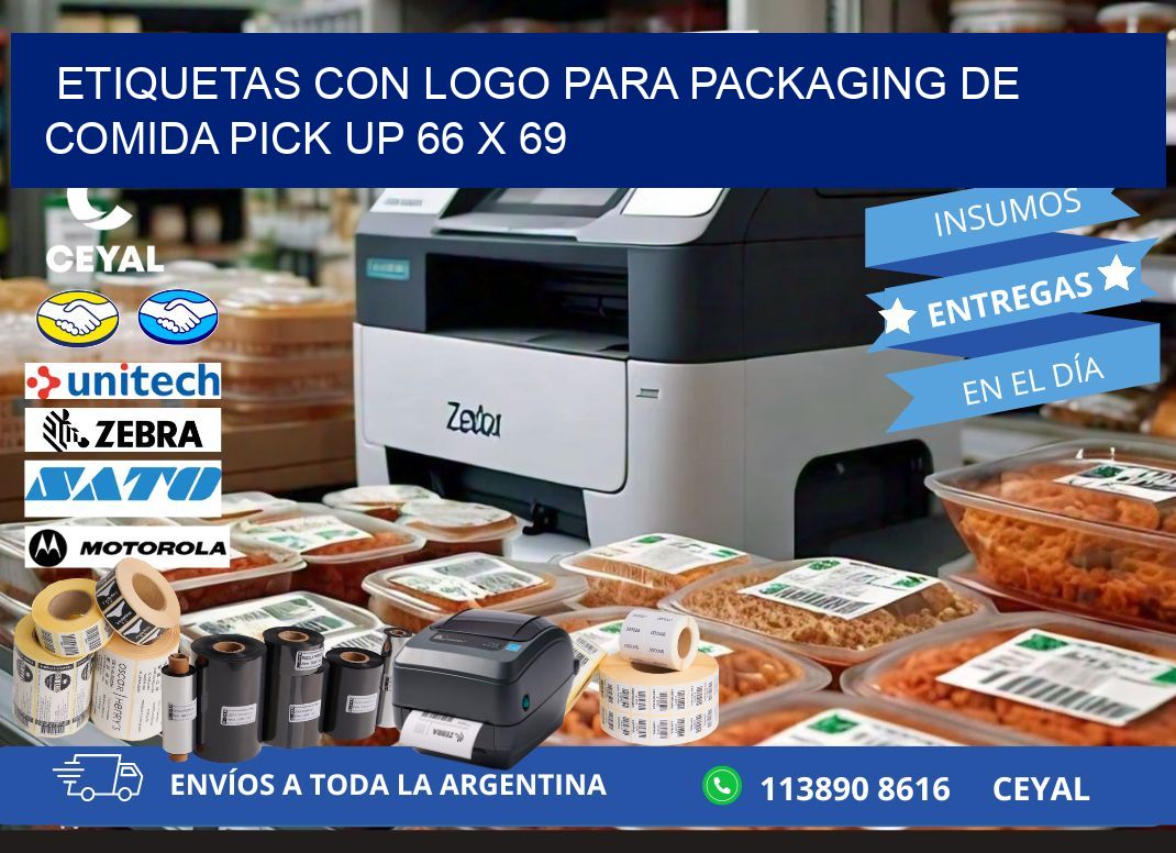 Etiquetas con logo para packaging de comida pick up 66 x 69