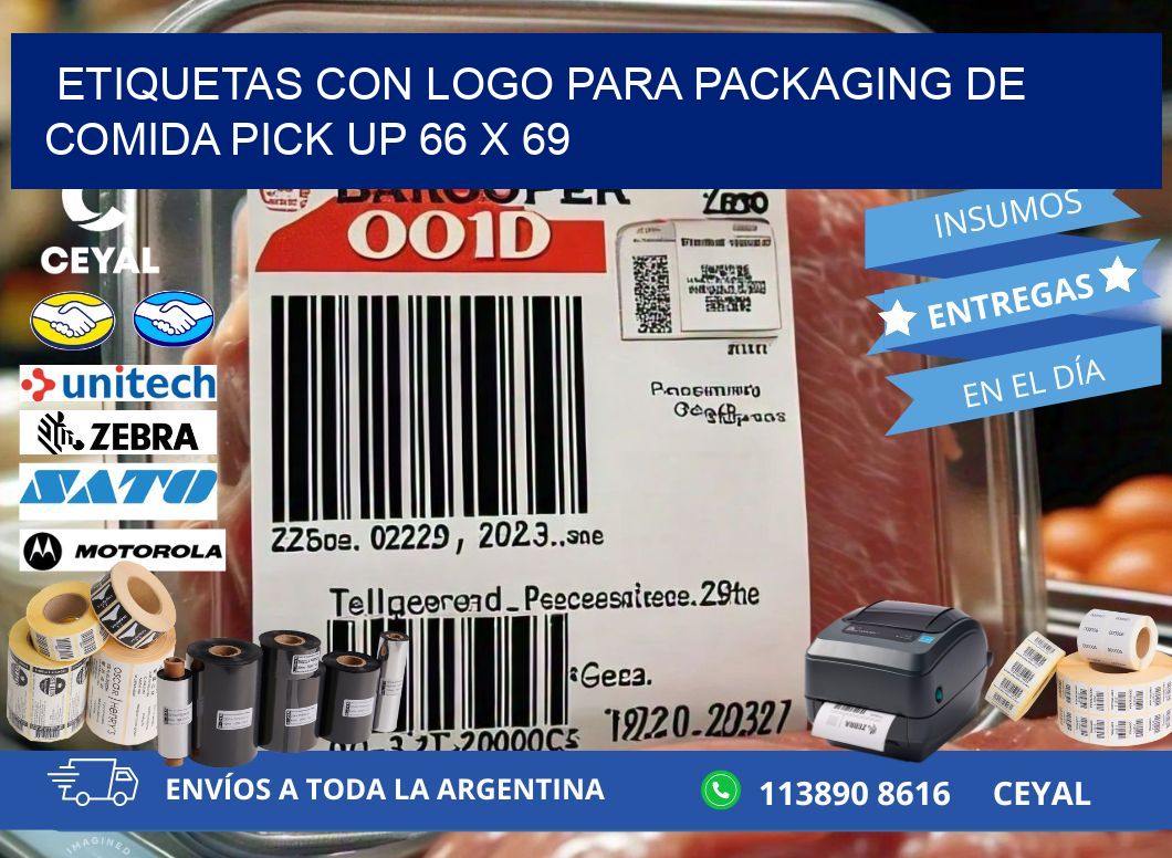 Etiquetas con logo para packaging de comida pick up 66 x 69
