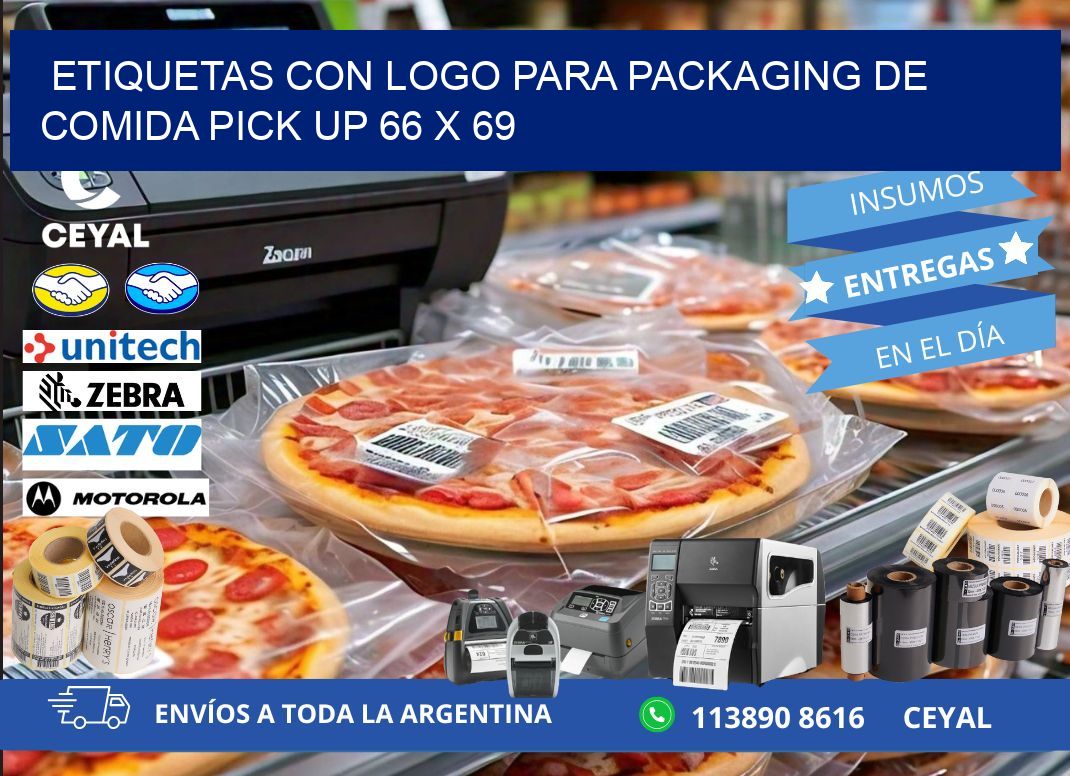 Etiquetas con logo para packaging de comida pick up 66 x 69
