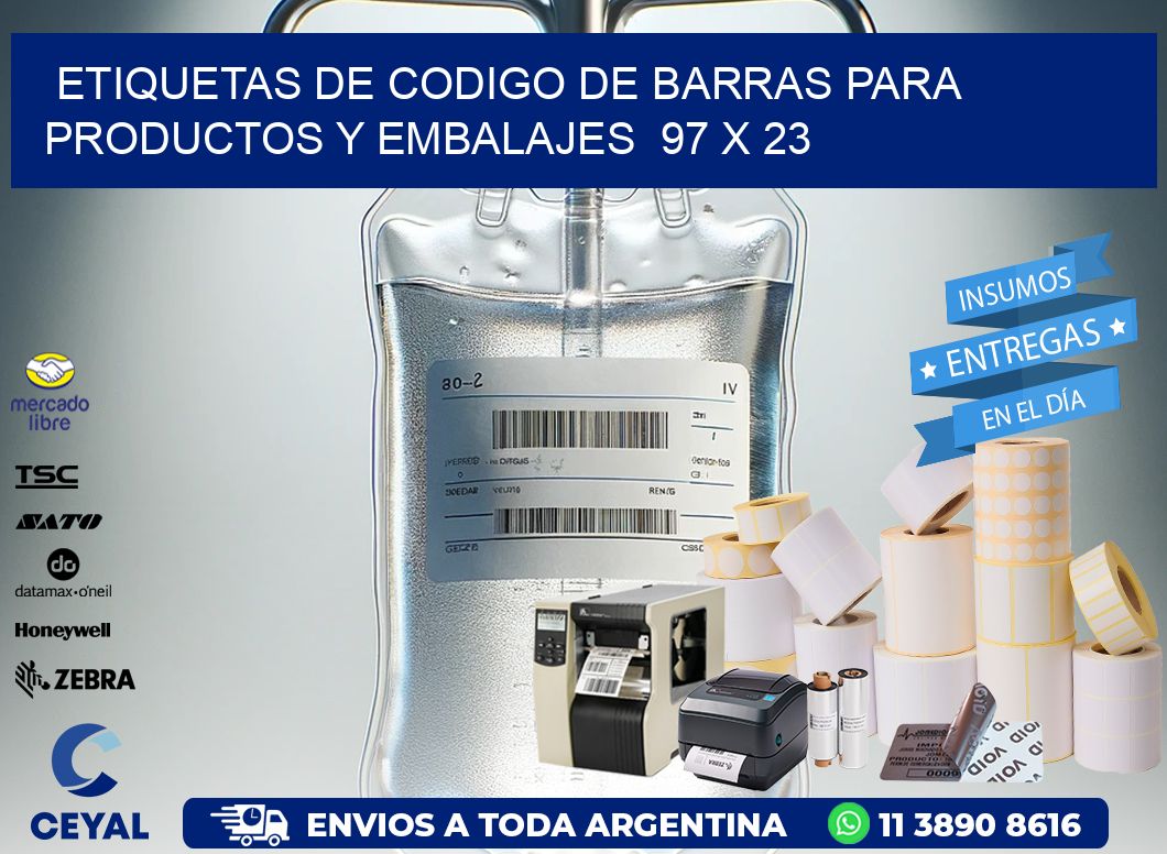 Etiquetas de Codigo de Barras para Productos y Embalajes  97 x 23