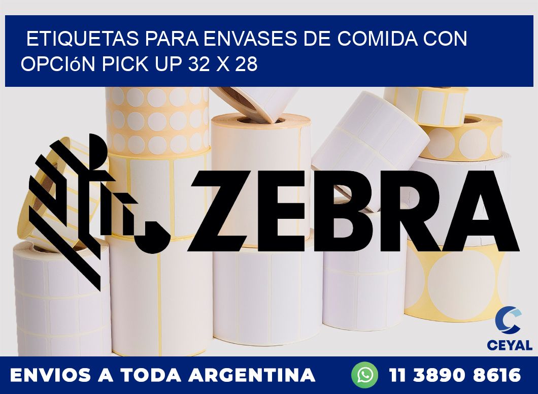 Etiquetas para envases de comida con opción pick up 32 x 28