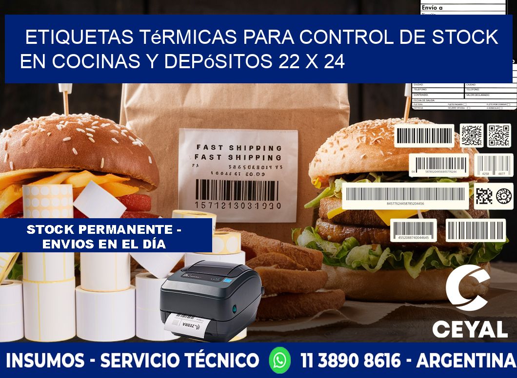 Etiquetas térmicas para control de stock en cocinas y depósitos 22 x 24