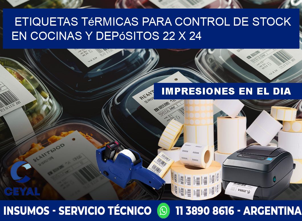 Etiquetas térmicas para control de stock en cocinas y depósitos 22 x 24