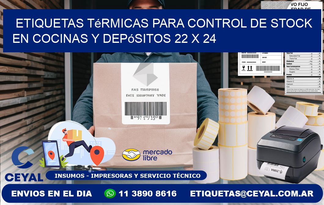 Etiquetas térmicas para control de stock en cocinas y depósitos 22 x 24