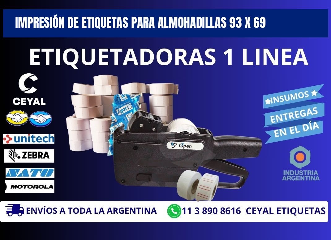 IMPRESIÓN DE ETIQUETAS PARA ALMOHADILLAS 93 x 69