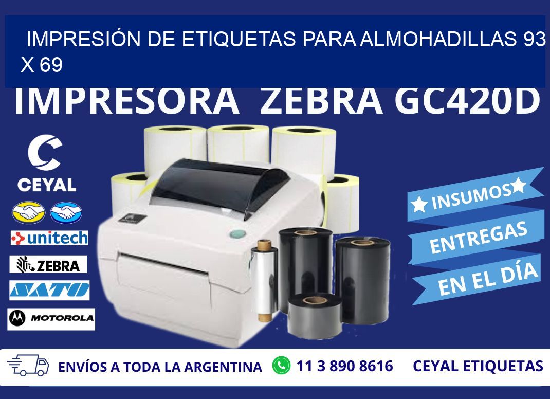 IMPRESIÓN DE ETIQUETAS PARA ALMOHADILLAS 93 x 69