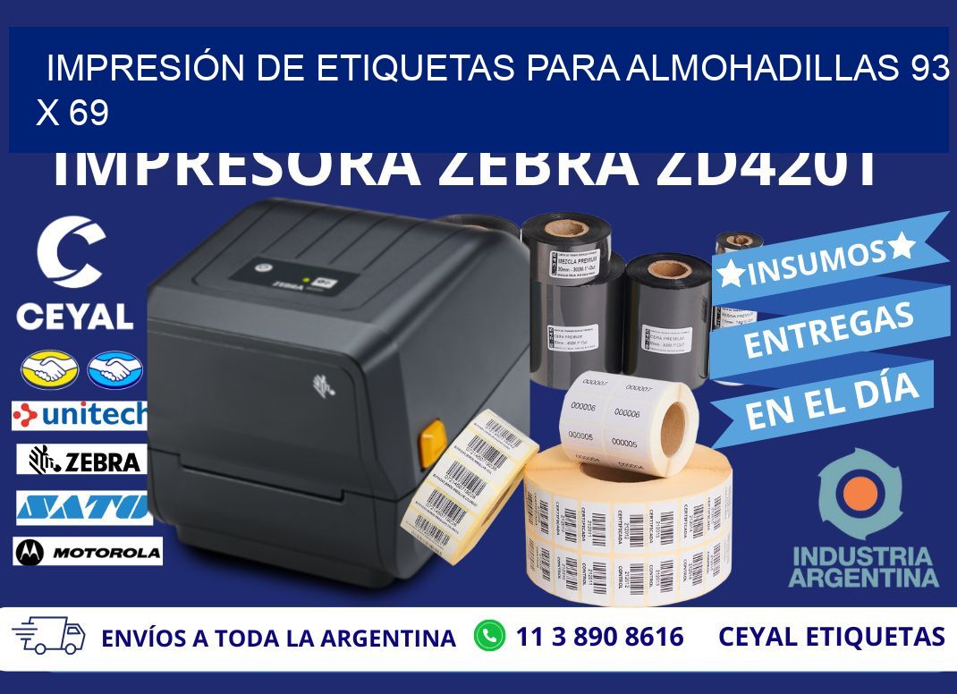 IMPRESIÓN DE ETIQUETAS PARA ALMOHADILLAS 93 x 69