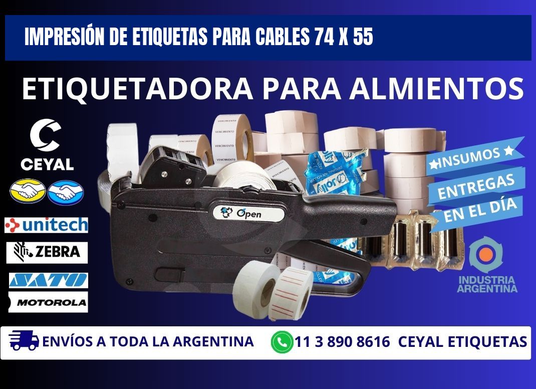 IMPRESIÓN DE ETIQUETAS PARA CABLES 74 x 55
