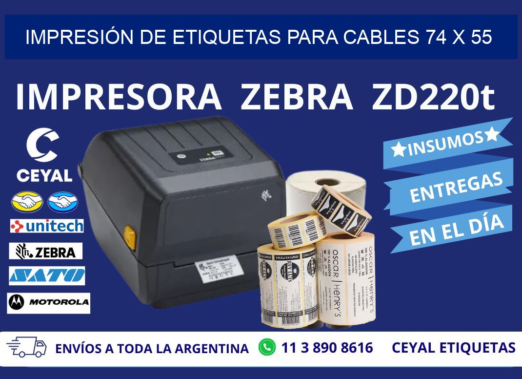 IMPRESIÓN DE ETIQUETAS PARA CABLES 74 x 55