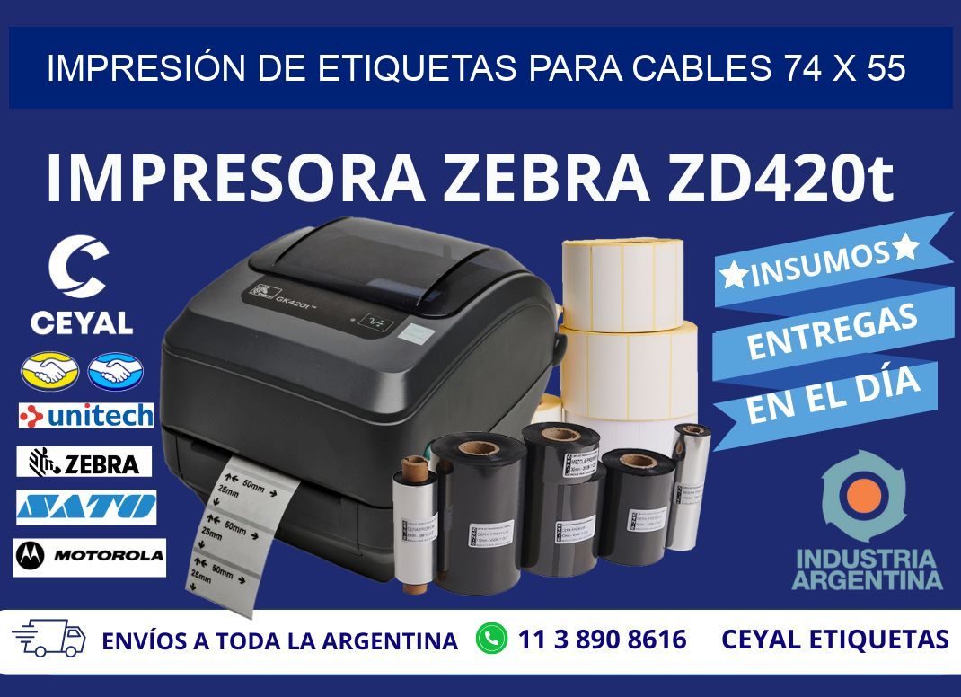 IMPRESIÓN DE ETIQUETAS PARA CABLES 74 x 55
