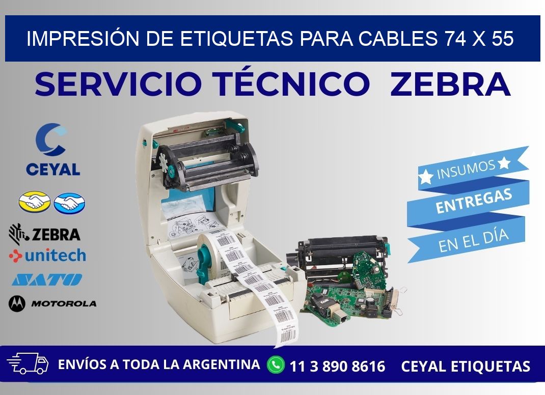 IMPRESIÓN DE ETIQUETAS PARA CABLES 74 x 55