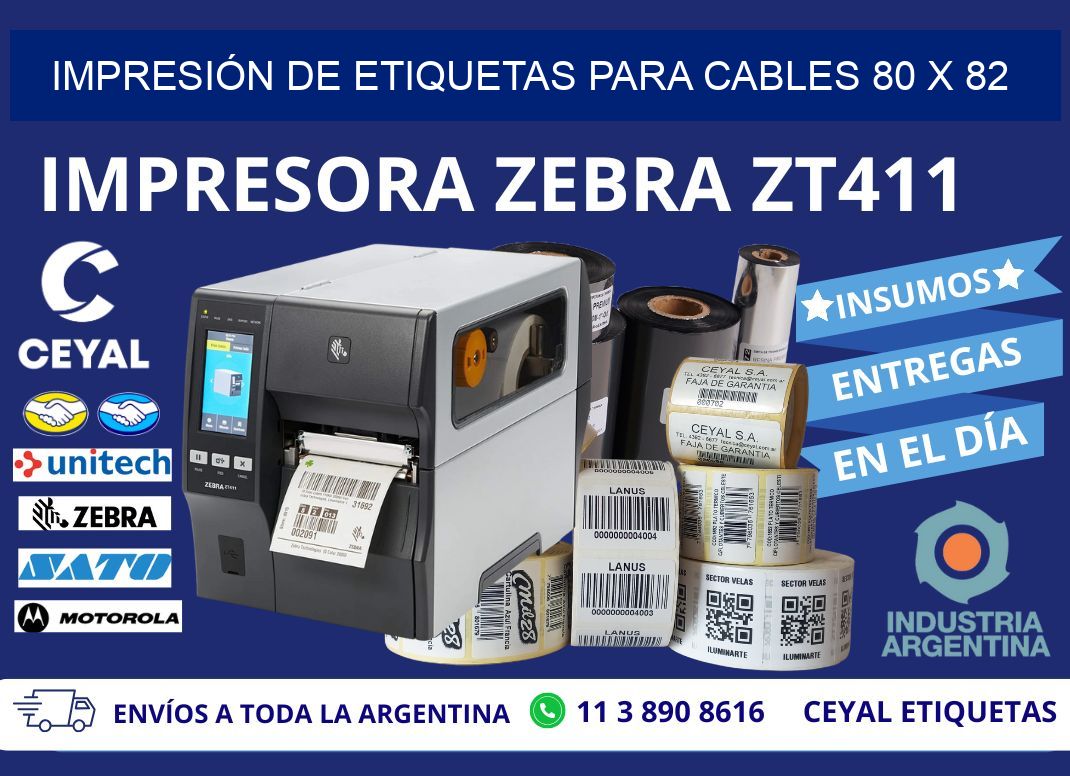 IMPRESIÓN DE ETIQUETAS PARA CABLES 80 x 82