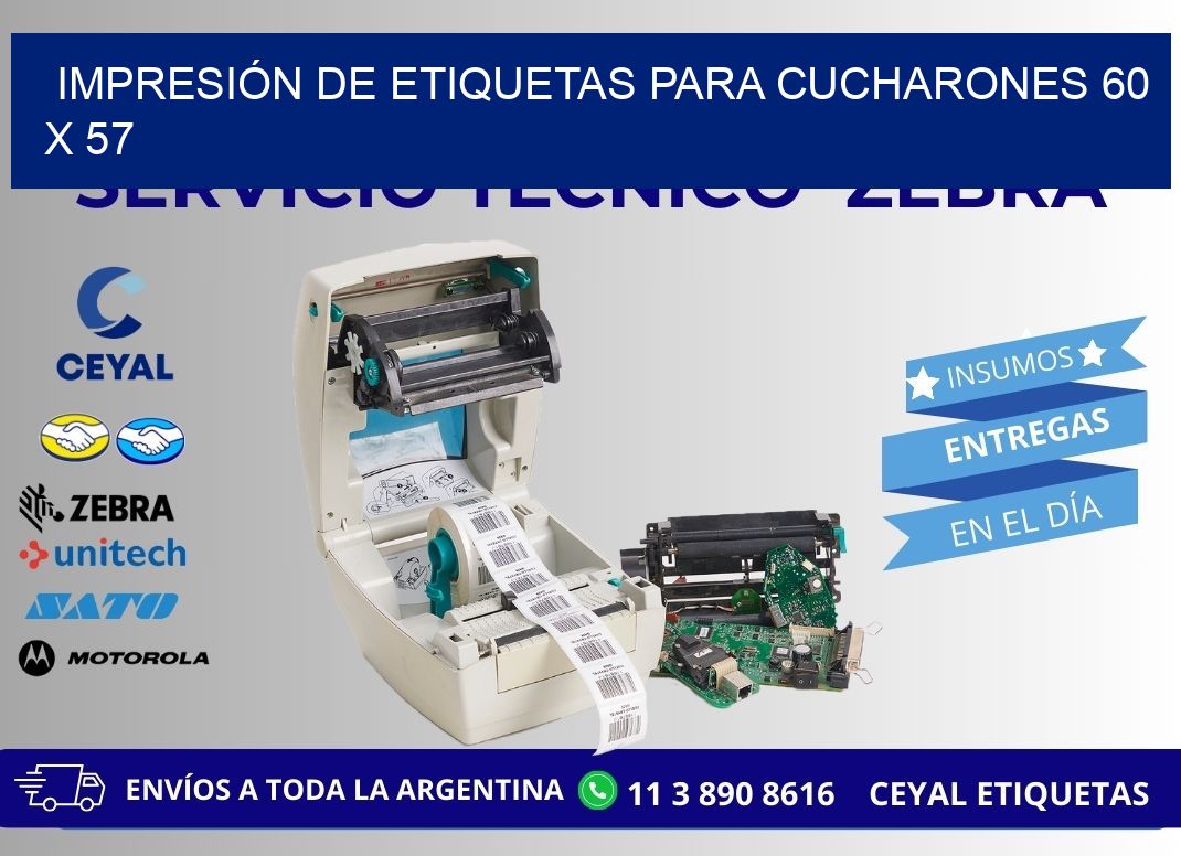 IMPRESIÓN DE ETIQUETAS PARA CUCHARONES 60 x 57