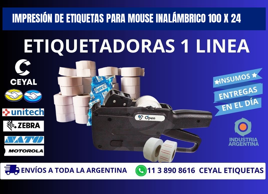 IMPRESIÓN DE ETIQUETAS PARA MOUSE INALÁMBRICO 100 x 24