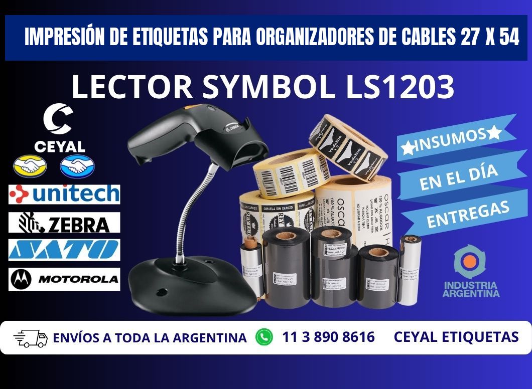 IMPRESIÓN DE ETIQUETAS PARA ORGANIZADORES DE CABLES 27 x 54