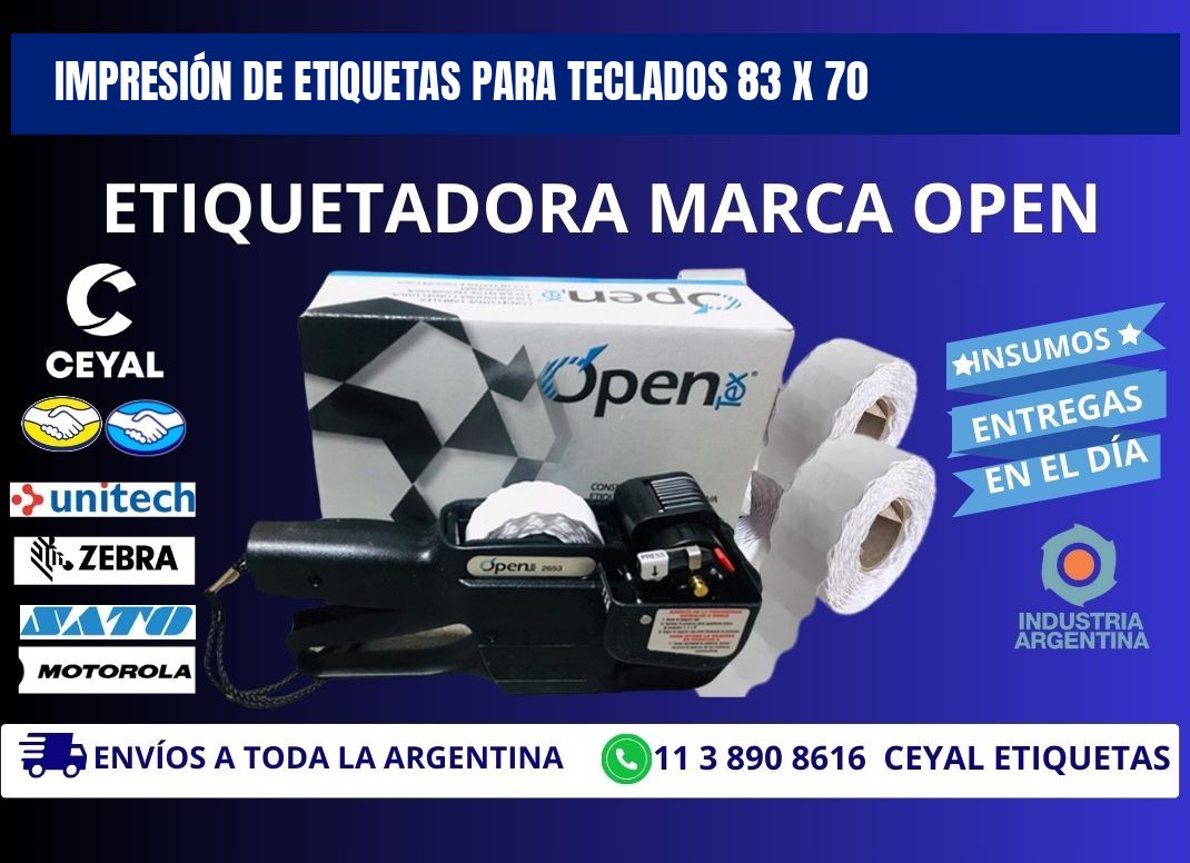 IMPRESIÓN DE ETIQUETAS PARA TECLADOS 83 x 70