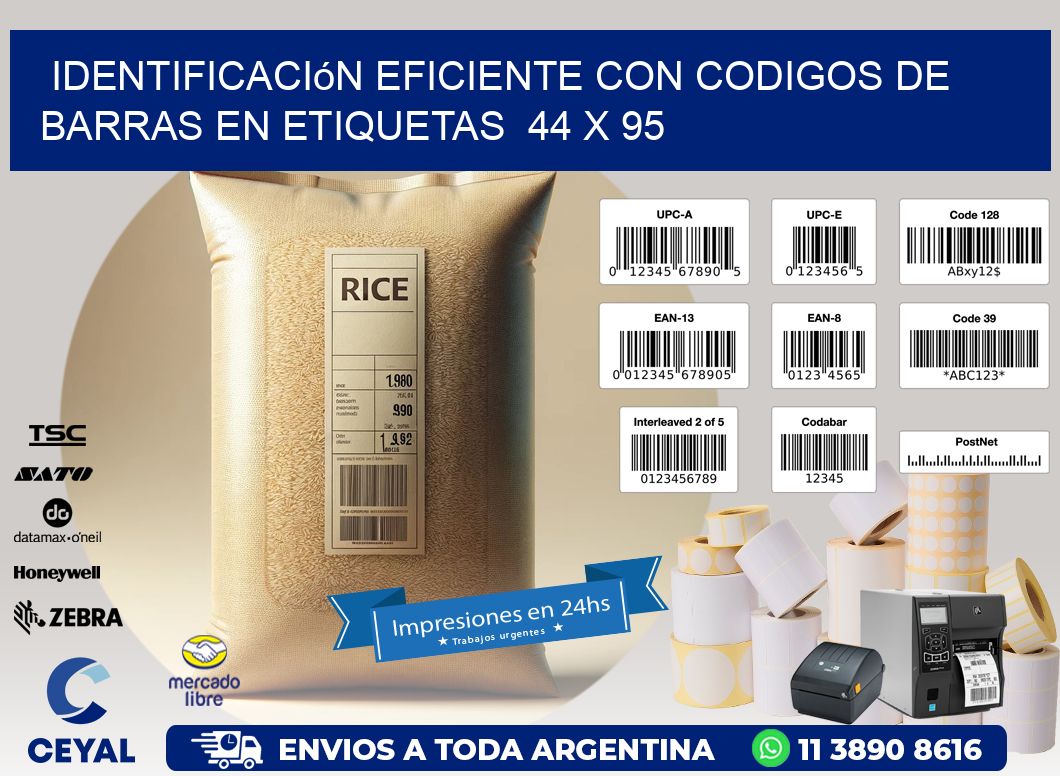 Identificación Eficiente con Codigos de Barras en Etiquetas  44 x 95