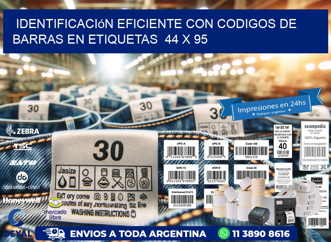 Identificación Eficiente con Codigos de Barras en Etiquetas  44 x 95