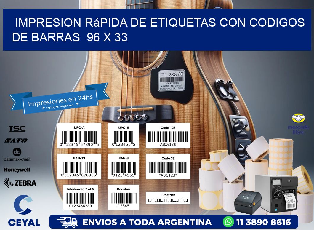 Impresion Rápida de Etiquetas con Codigos de Barras 96 x 33
