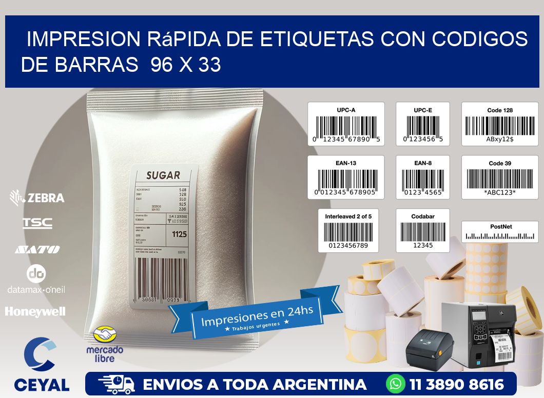 Impresion Rápida de Etiquetas con Codigos de Barras 96 x 33