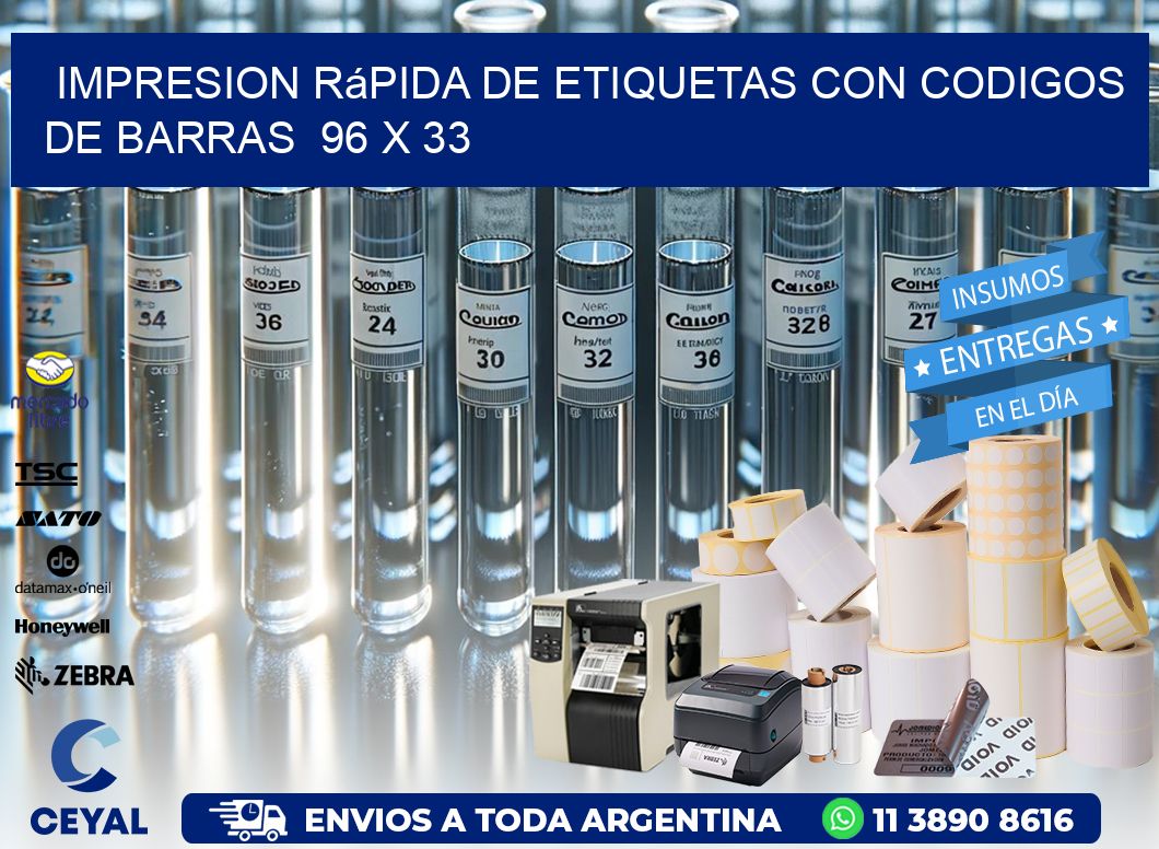 Impresion Rápida de Etiquetas con Codigos de Barras  96 x 33