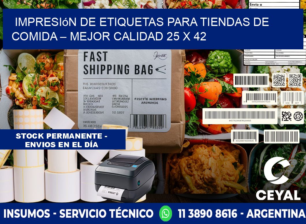 Impresión de etiquetas para tiendas de comida – Mejor calidad 25 x 42